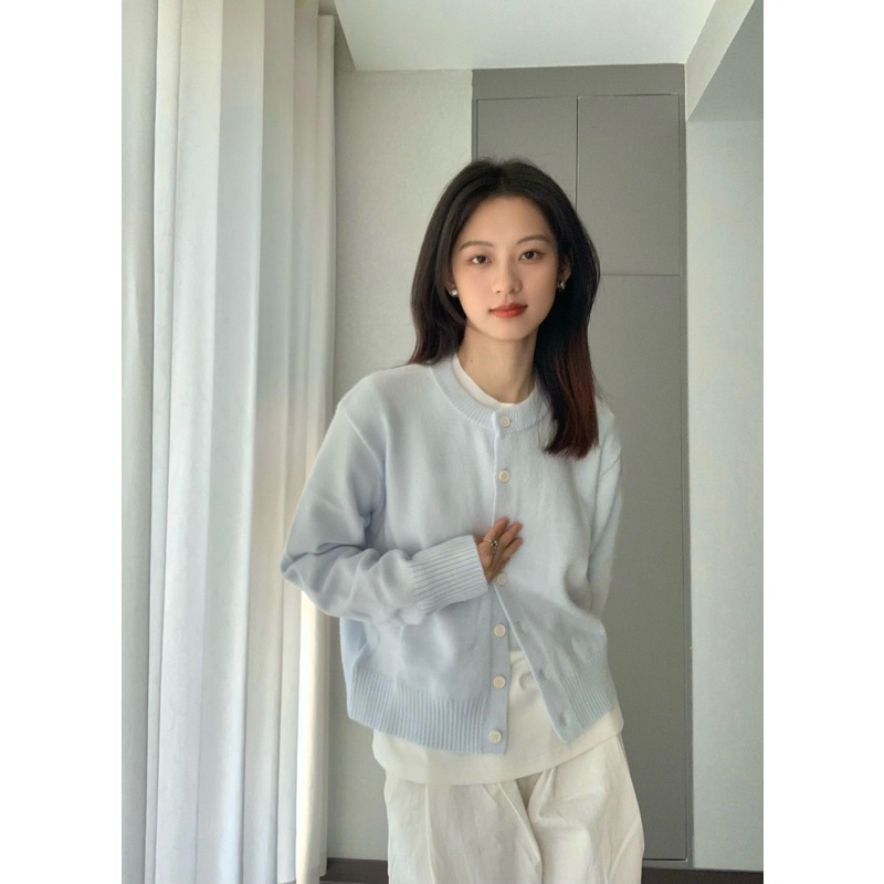 蓝色针织开衫女春秋2025新款休闲慵懒温柔风毛衣外套韩系外套外搭