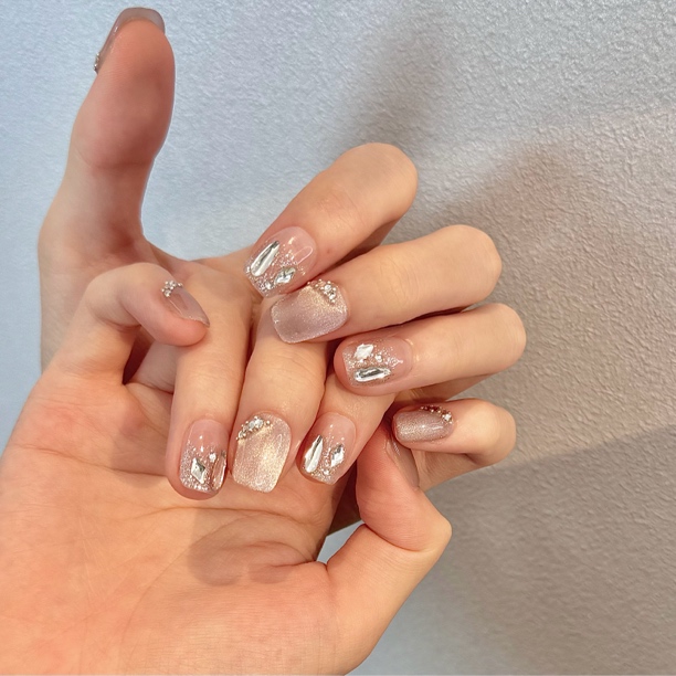 纯手工制作｜【白兰地】复古短甲猫眼百搭气质显白简约经典温柔手甲