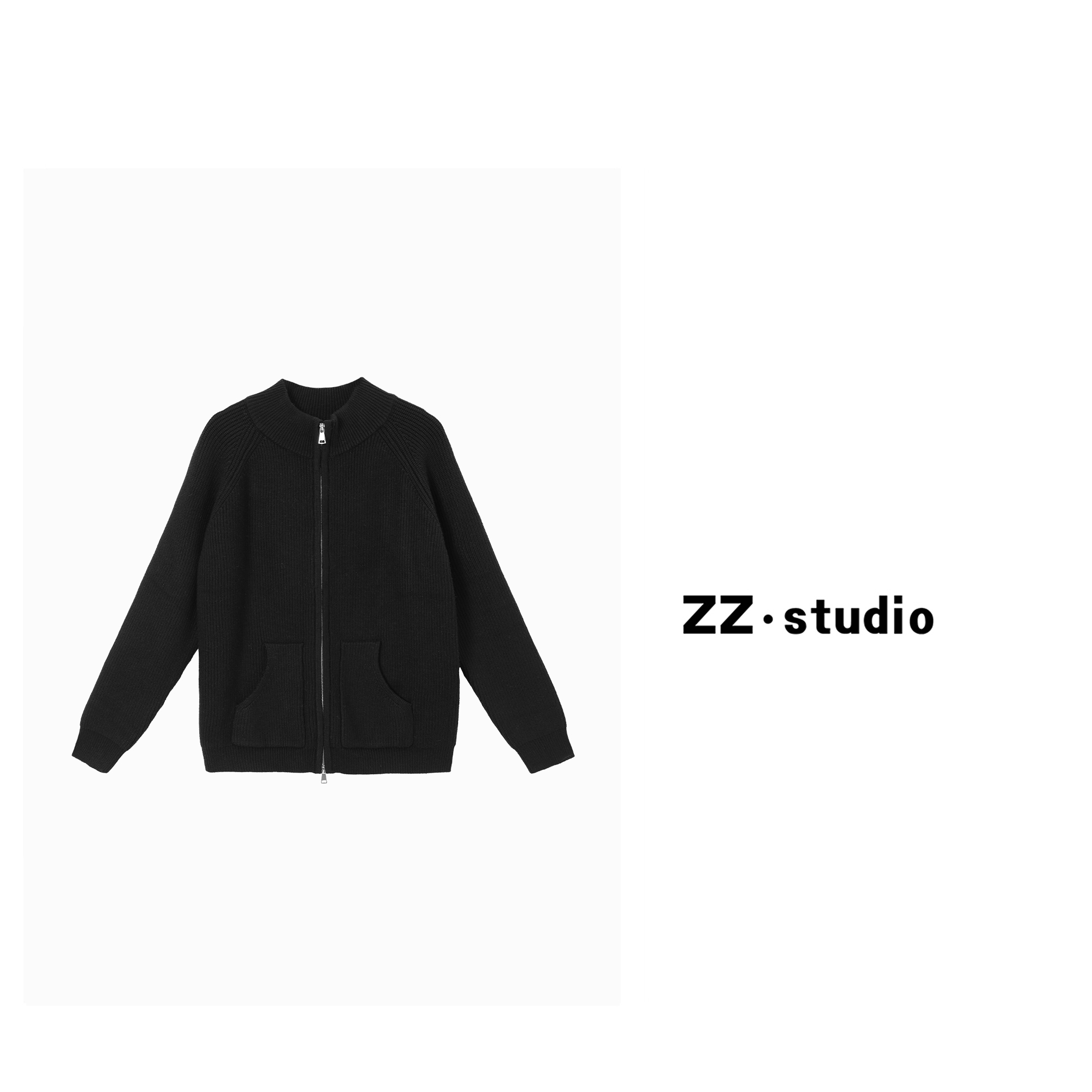 一口苏达重工双拉链  百搭休闲舒适拉链短款毛衣外套