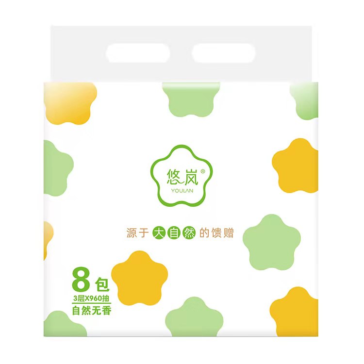 悠岚竹浆抽纸3层120抽8包装*2提