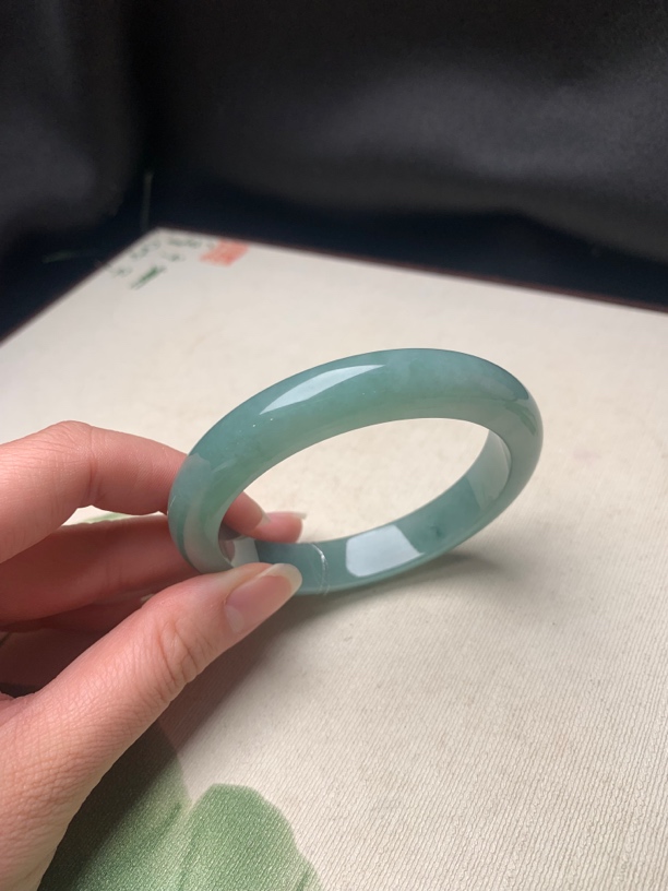 59.5圈口油青正圈天然缅甸翡翠手镯#货号3014