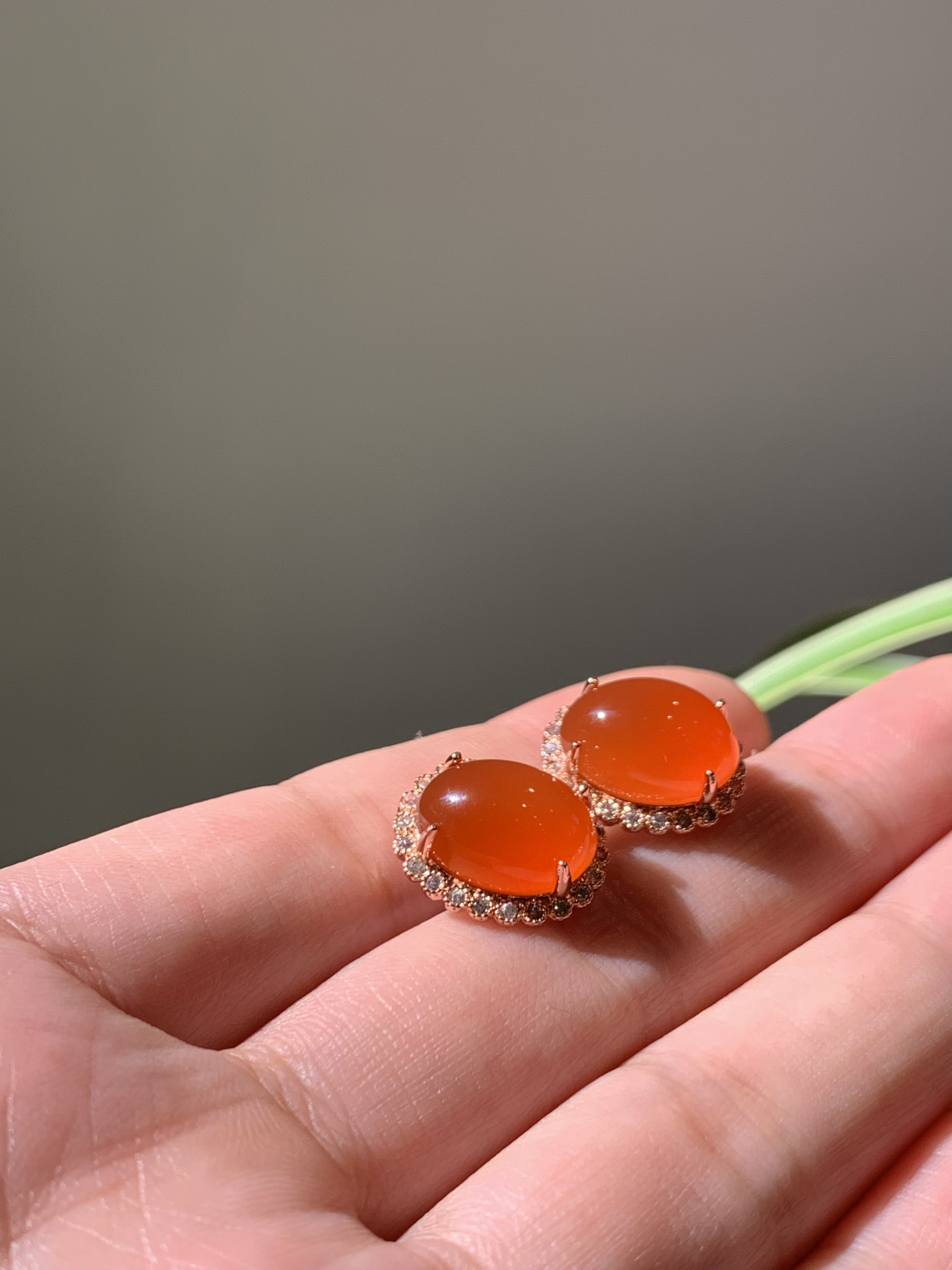 南红玛瑙耳钉#货号ED12