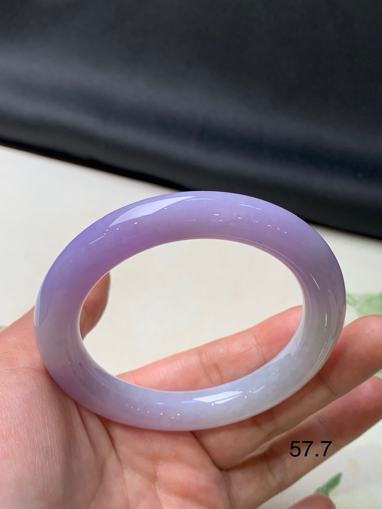 58圈口紫罗兰圆条手镯天然翡翠#货号0256