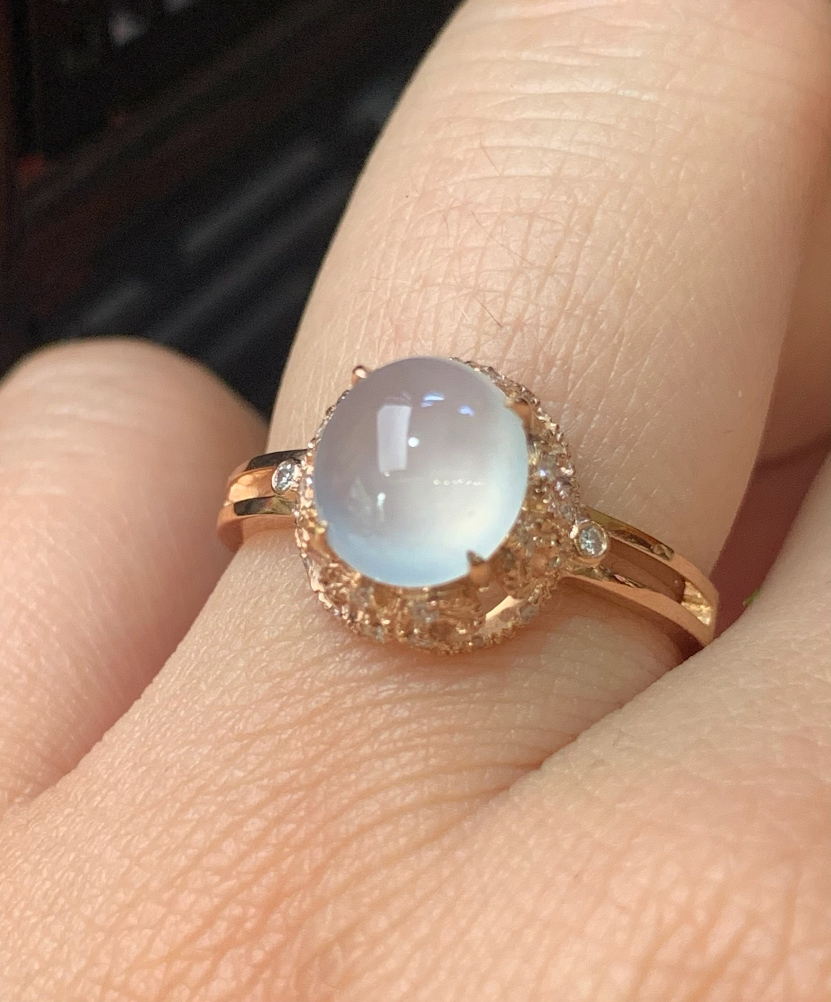 白冰设计款18K金镶嵌天然缅甸翡翠戒指#货号2002