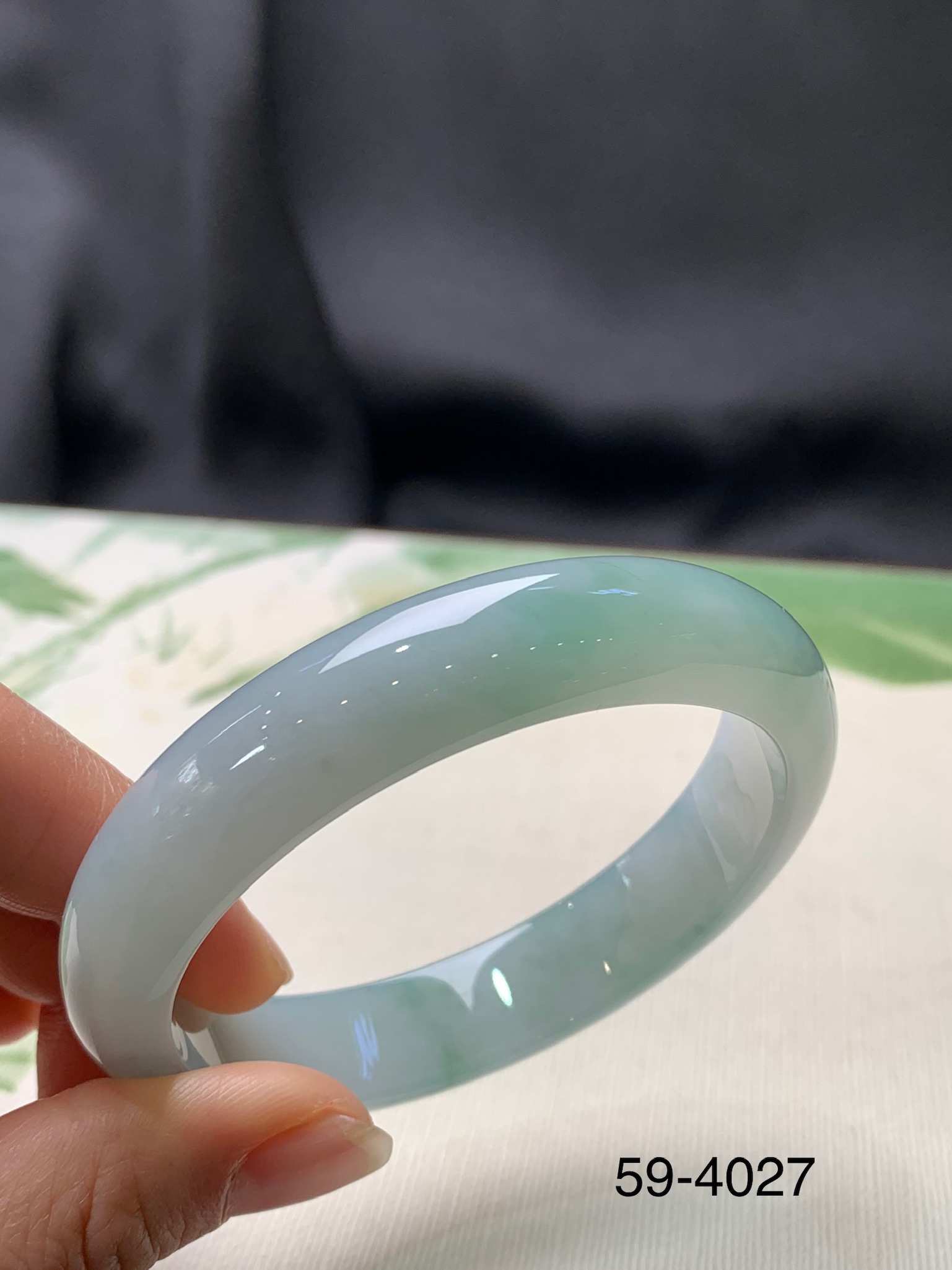 59圈口飘花正圈手镯天然缅甸翡翠#4027