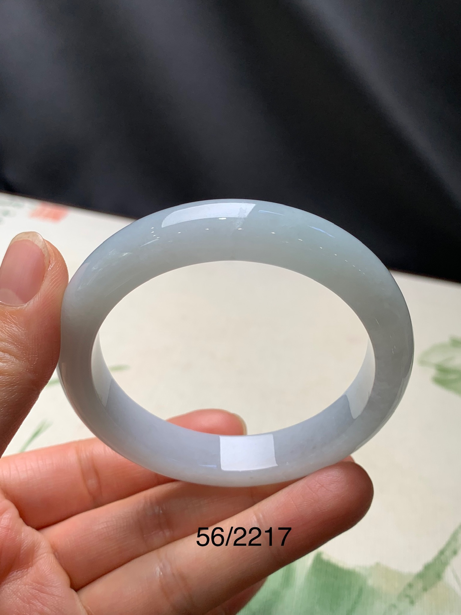 56圈口糯底正圈手镯天然缅甸翡翠#货号2217