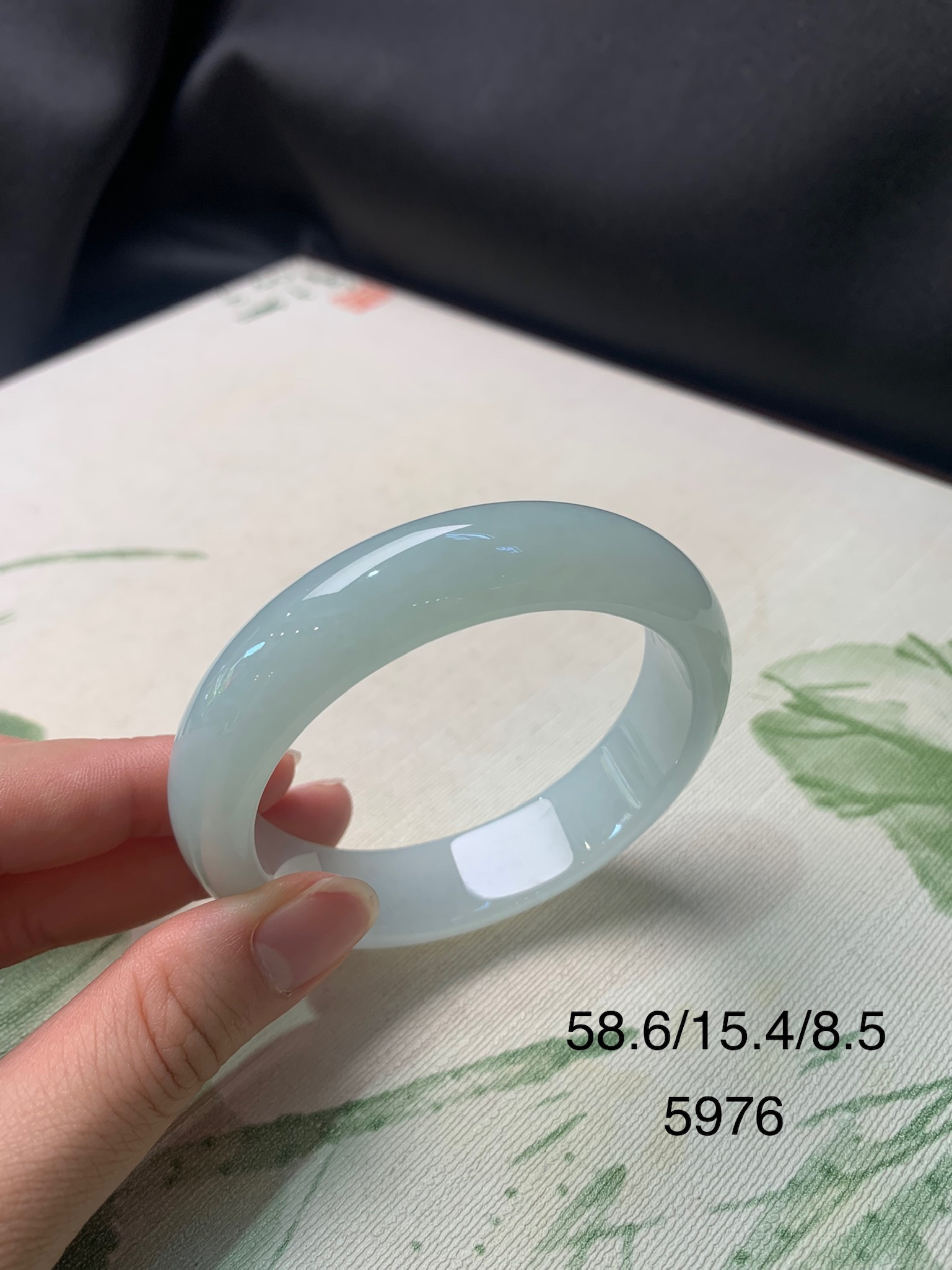 58.6圈口晴底轮胎正圈手镯天然缅甸翡翠#货号5976
