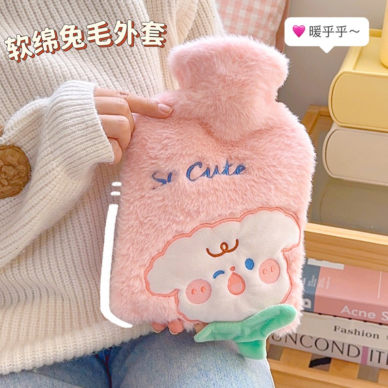 注水花朵狗暖宝宝可爱毛绒加厚防寒热水袋女孩儿童暖肚子暖水袋