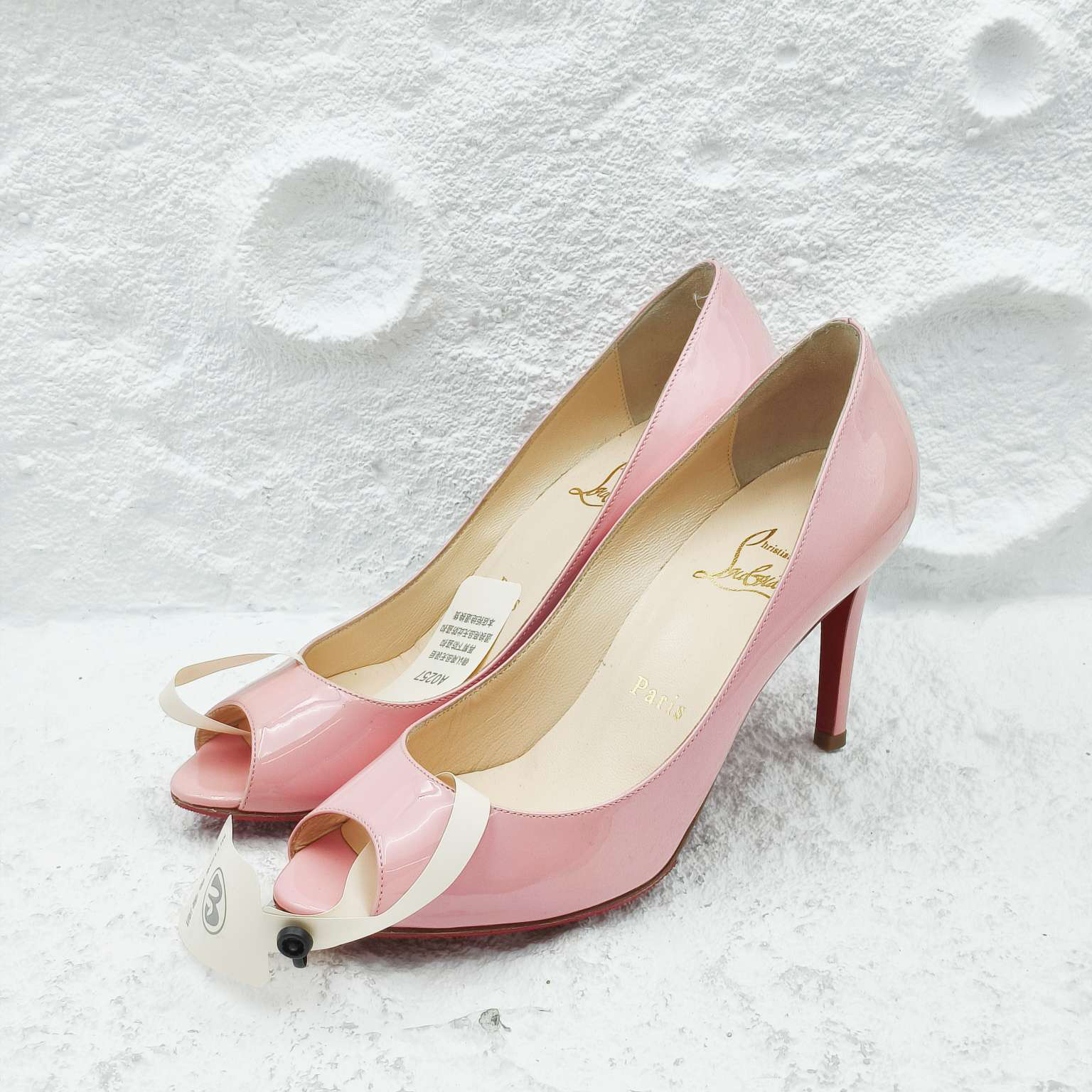 99新 Christian Louboutin/克里斯提·鲁布托 36.5/粉色鱼嘴高跟鞋