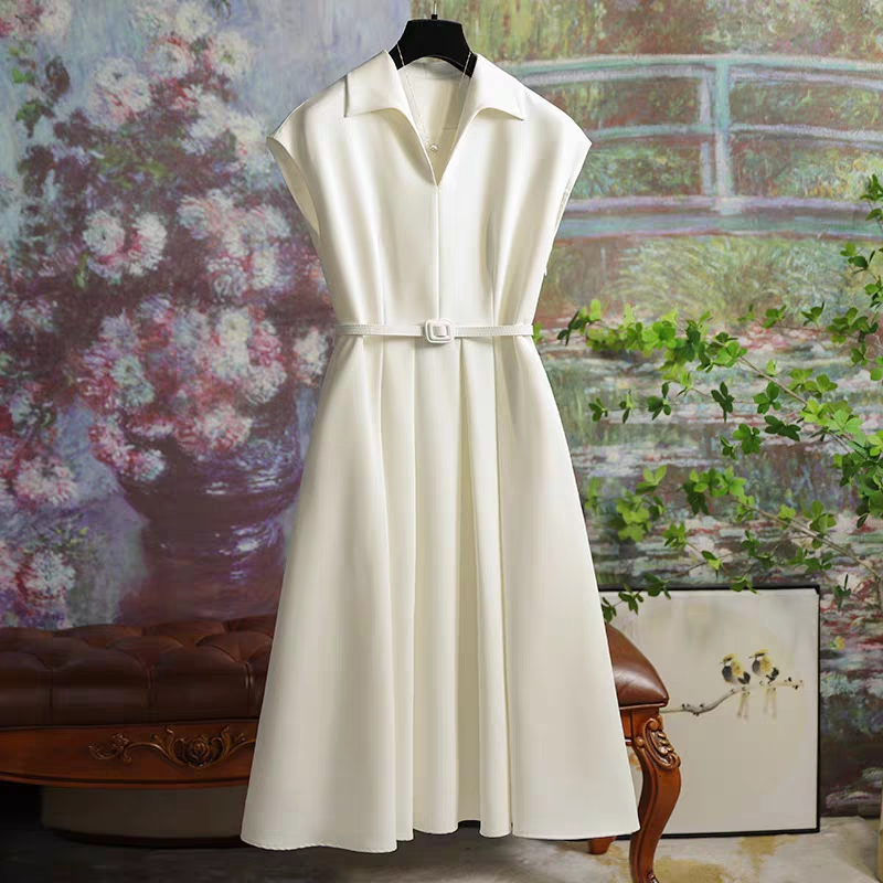 赫本风连衣裙气质夏季夏季收腰无袖女装连衣裙复古时尚
