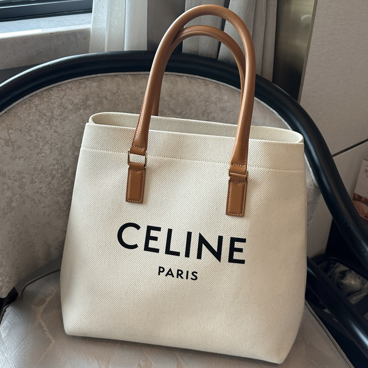95新 Celine/思琳 白色帆布托特单肩包