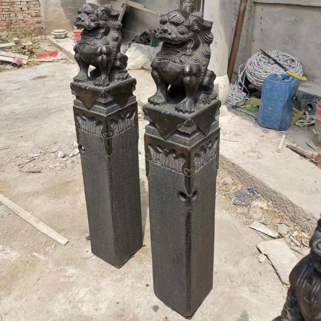 狮子拴马桩金蟾麒麟四神兽大号庭院摆件大型工艺品手工复古创意