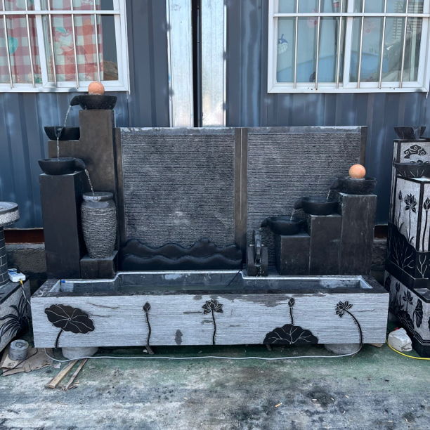 石雕流水摆件庭院装饰青石组合大理石户外庭院景观