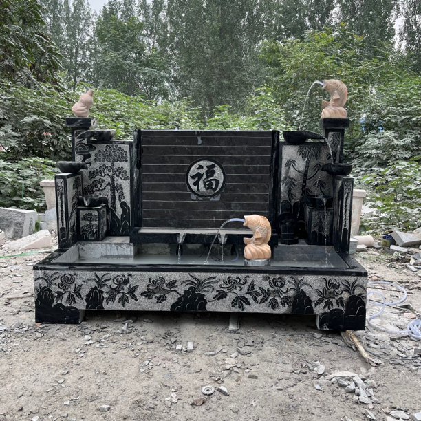 石雕流水摆件庭院装饰青石材质水幕墙影壁墙