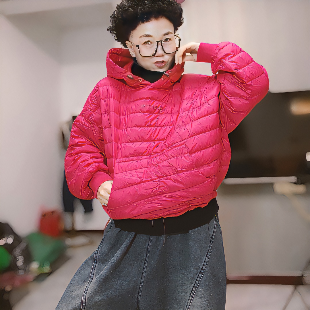 秋冬时尚套头连帽卫衣款短棉服{均码}轻薄