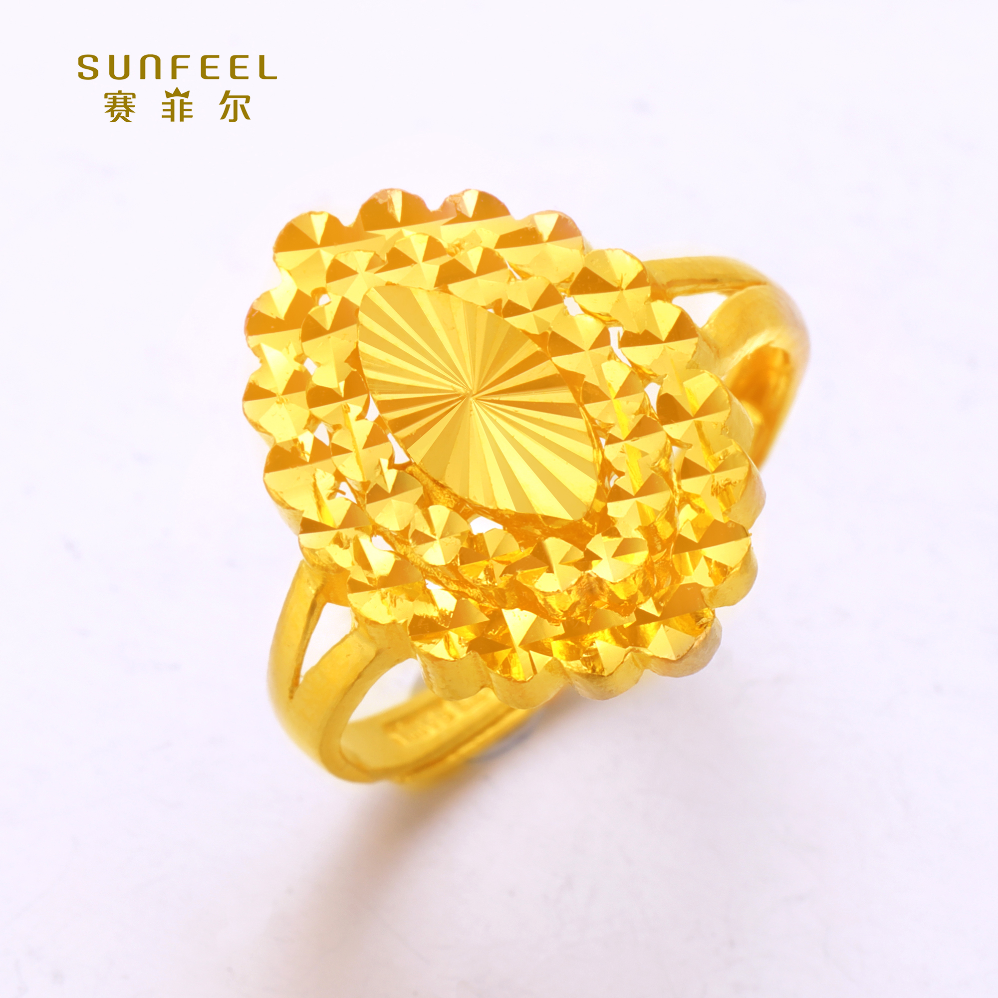 SUNFEEL/赛菲尔【十八店】足金时尚多层仿钻戒指HJ051198
