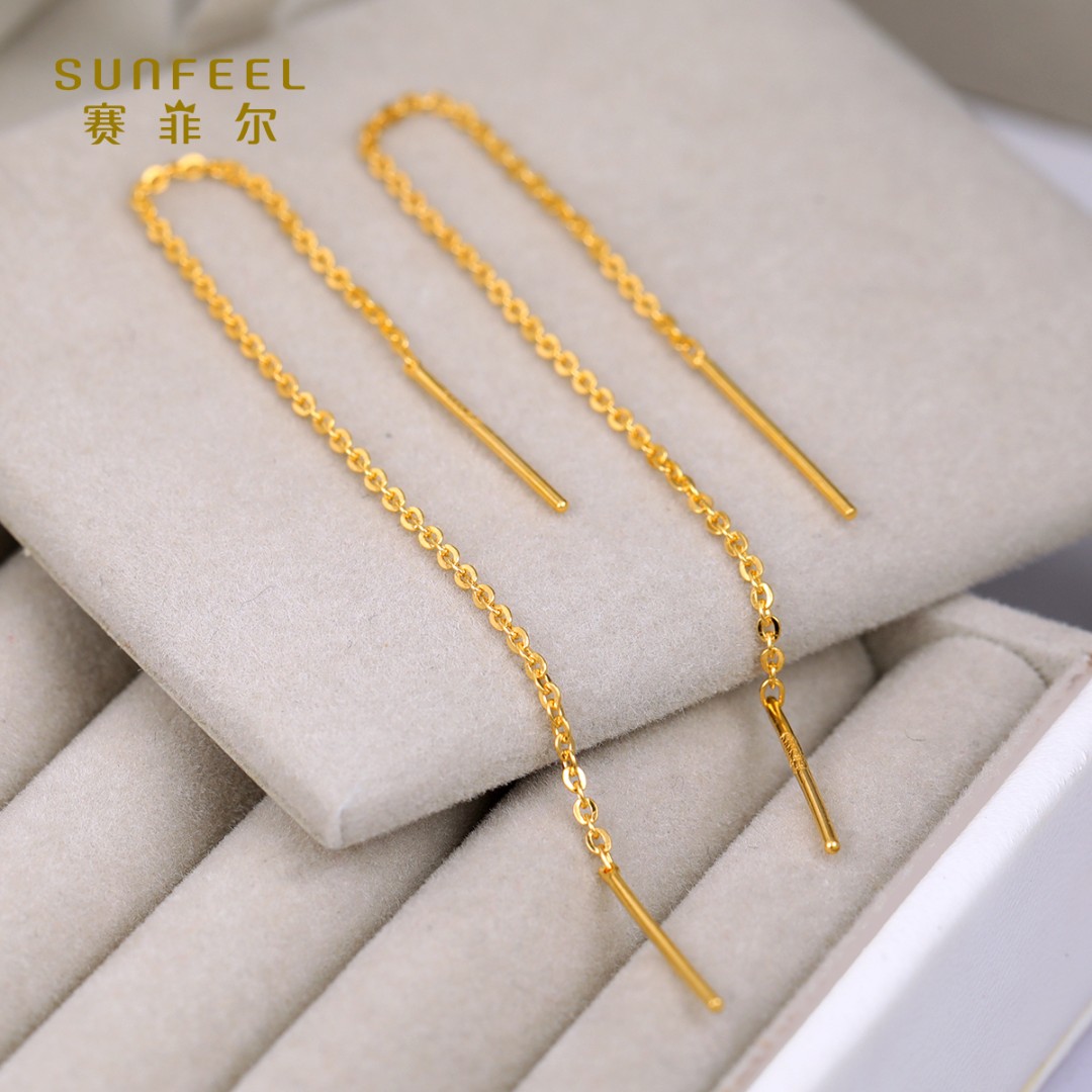 SUNFEEL/赛菲尔【优选店】足金时尚简约耳线ESA00074-1/HR030011-2