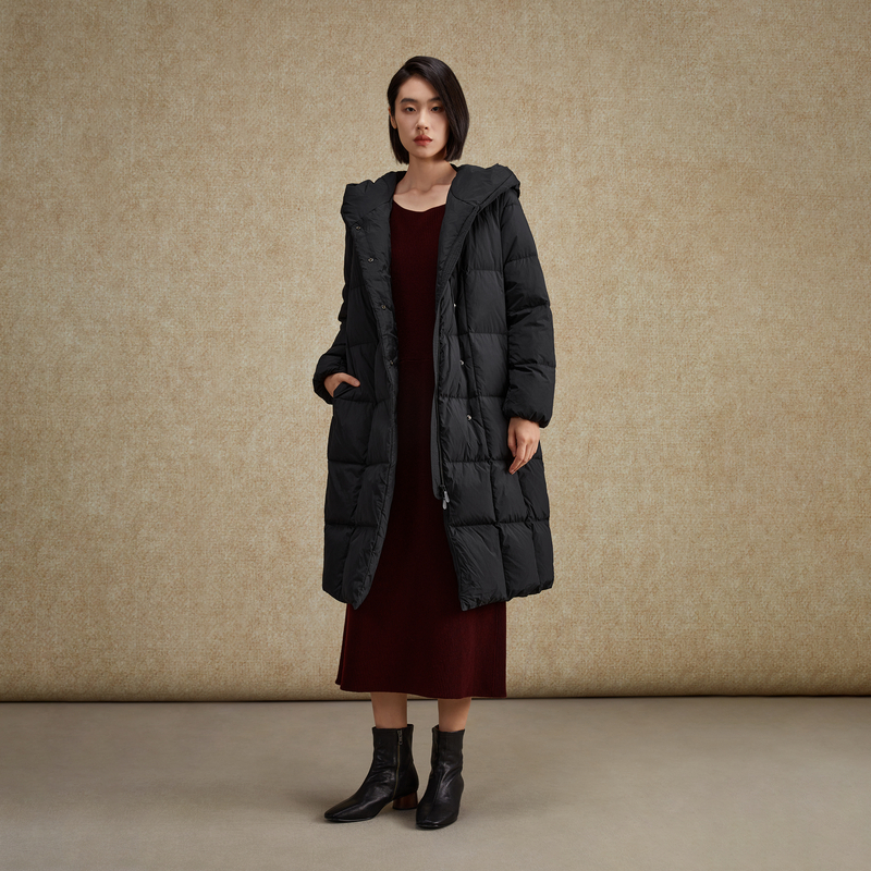 EXCEPTION连帽羽绒长外套A023-D1P03