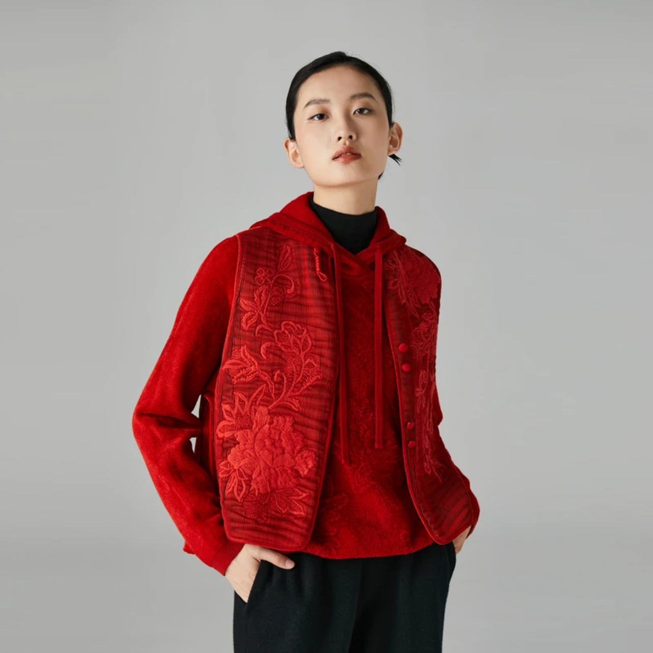 EXCEPTION时尚提花复古中国风马甲AA24-Y1B01