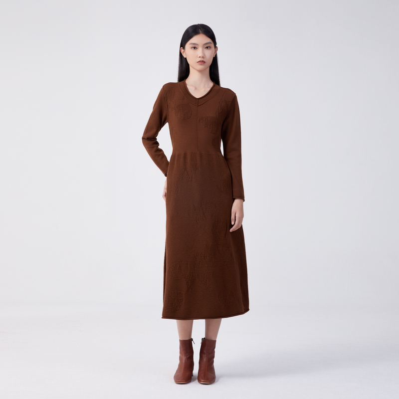 EXCEPTIONV领花苞缩绒连衣裙A023-D2J04