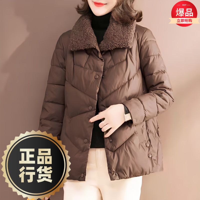 羽绒服新款爆款年季轻薄时尚羊羔毛中年衣女士女款士短款外