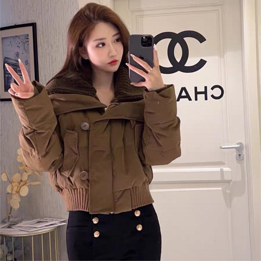高腰羽绒羽绒服女短款2023款大翻领时尚显高显瘦冬装小个子