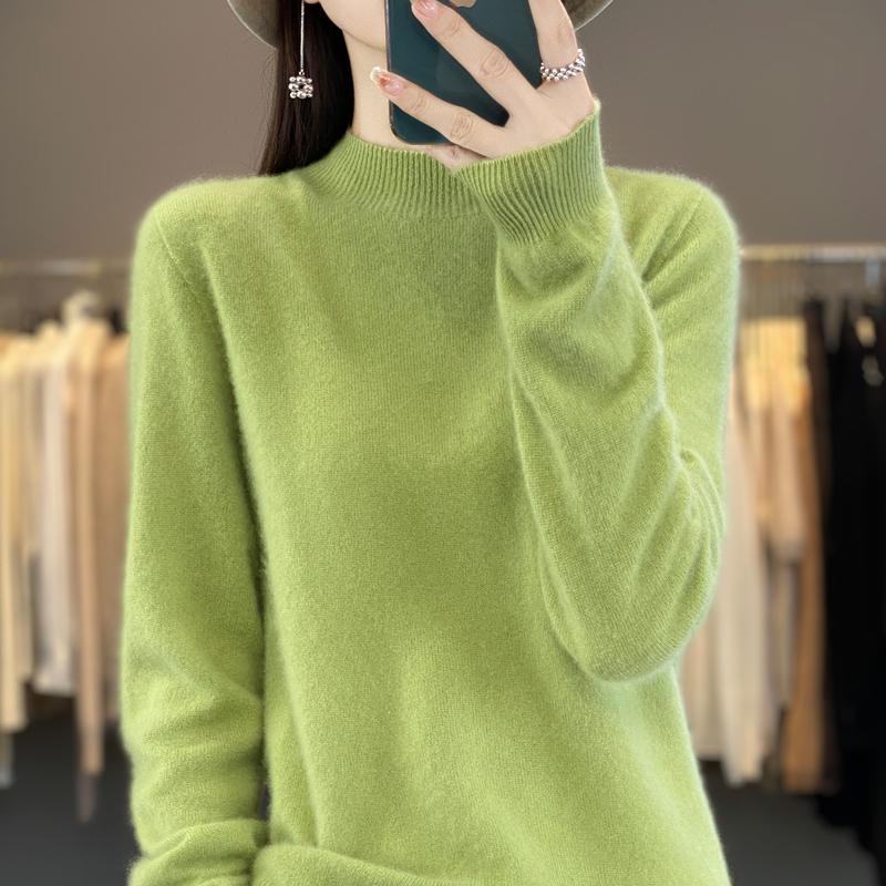 【一线成衣】2023秋冬新款羊绒衫半高领内搭套头宽松打底针织衫女99