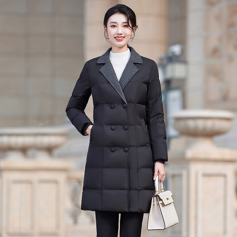 新款修身中长款加厚保暖棉服珠宝店售楼部酒店通勤工作服女2519