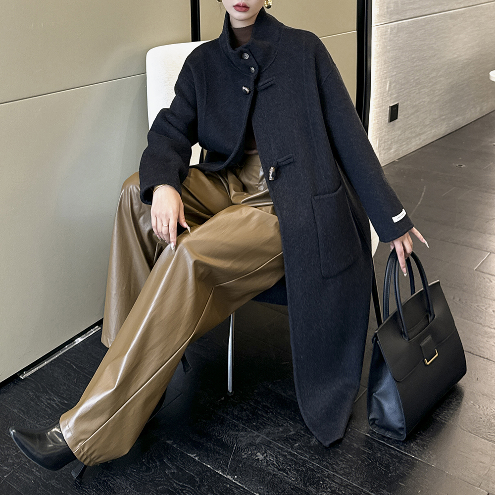 7号衣库韩版呢子毛呢外套宽松时尚中长款立领女大衣C6CK283X2960