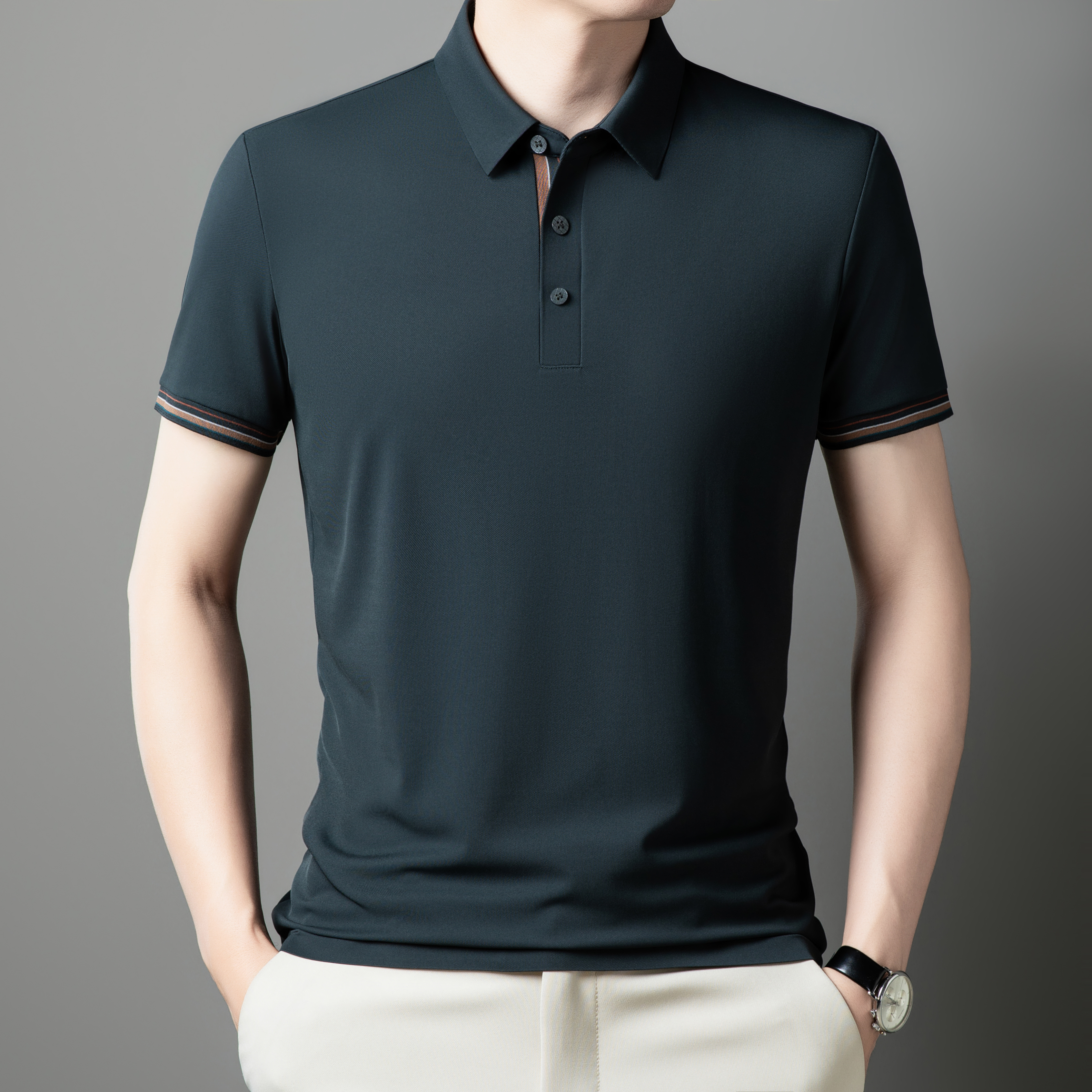 【悠悠专属】夏季新款翻领polo衫高弹力时尚男商务短袖小衫 25536#