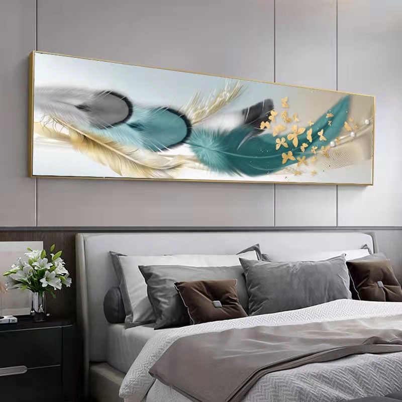 升级版-床头画-【全羽毛款】晶瓷画晶瓷镶钻卧室床头画