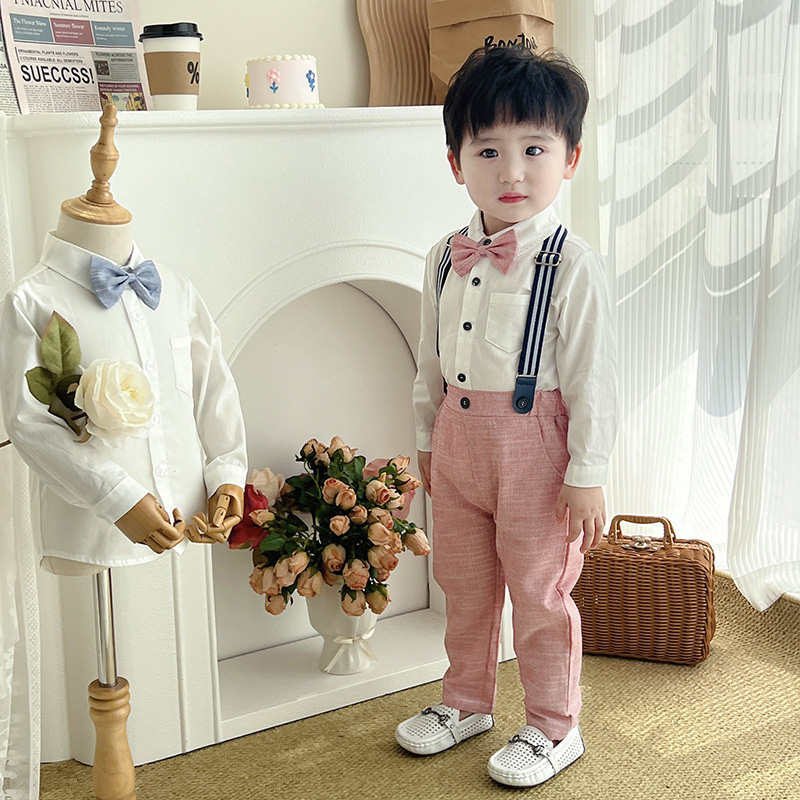 儿童西服男小西装套装宝宝背带裤生日花童绅士礼服春秋幼儿园表演