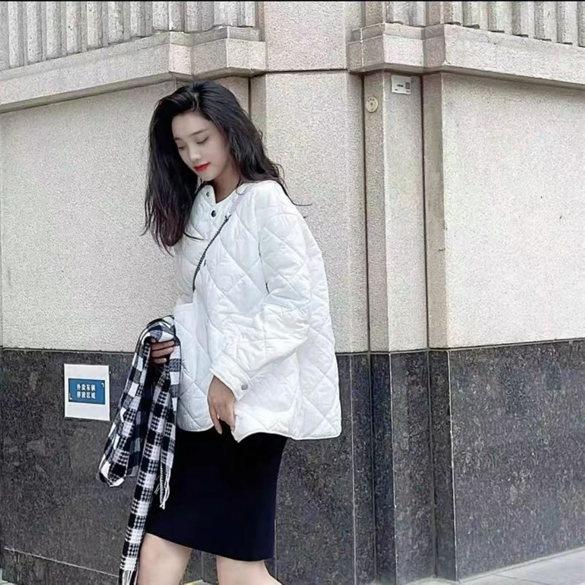 阿家专柜新雪丽百搭宽松韩版轻薄棉服微瑕 5400730-1126261-001