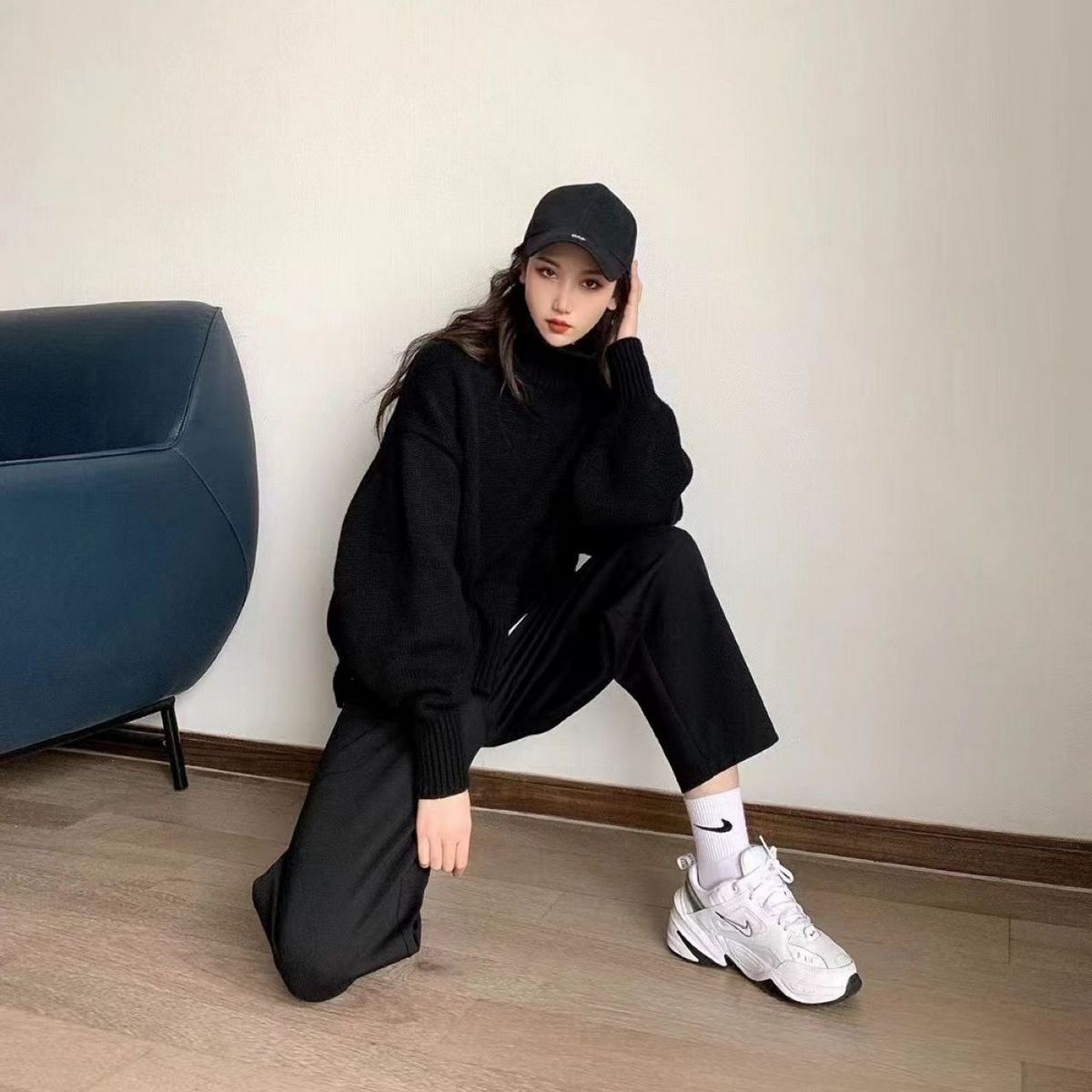 阿家专柜正品宽松保暖冬季植绒工装弯刀裤 5100219-2050811-001