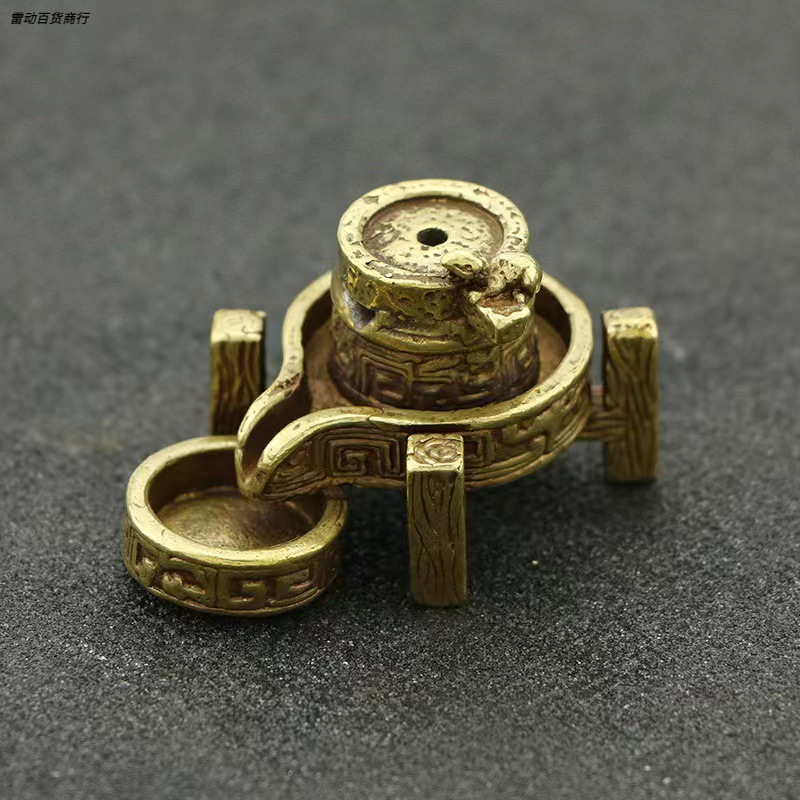 实心黄铜磨石倒流香仿古迷你老鼠老石磨摆件创意农村磨台磨盘饰品