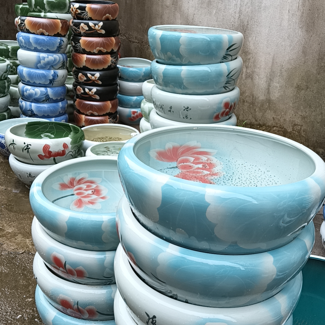 清库存陶瓷鱼缸花盆水缸水盆