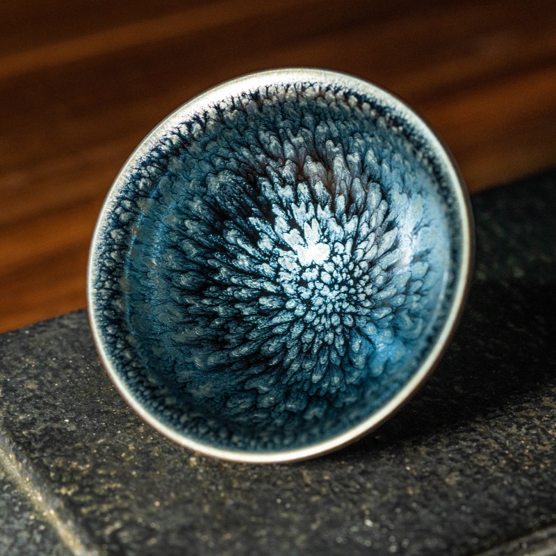 建盏百花官帽盏功夫茶具主人杯手工品茗杯养彩茶盏陶瓷建阳烧制