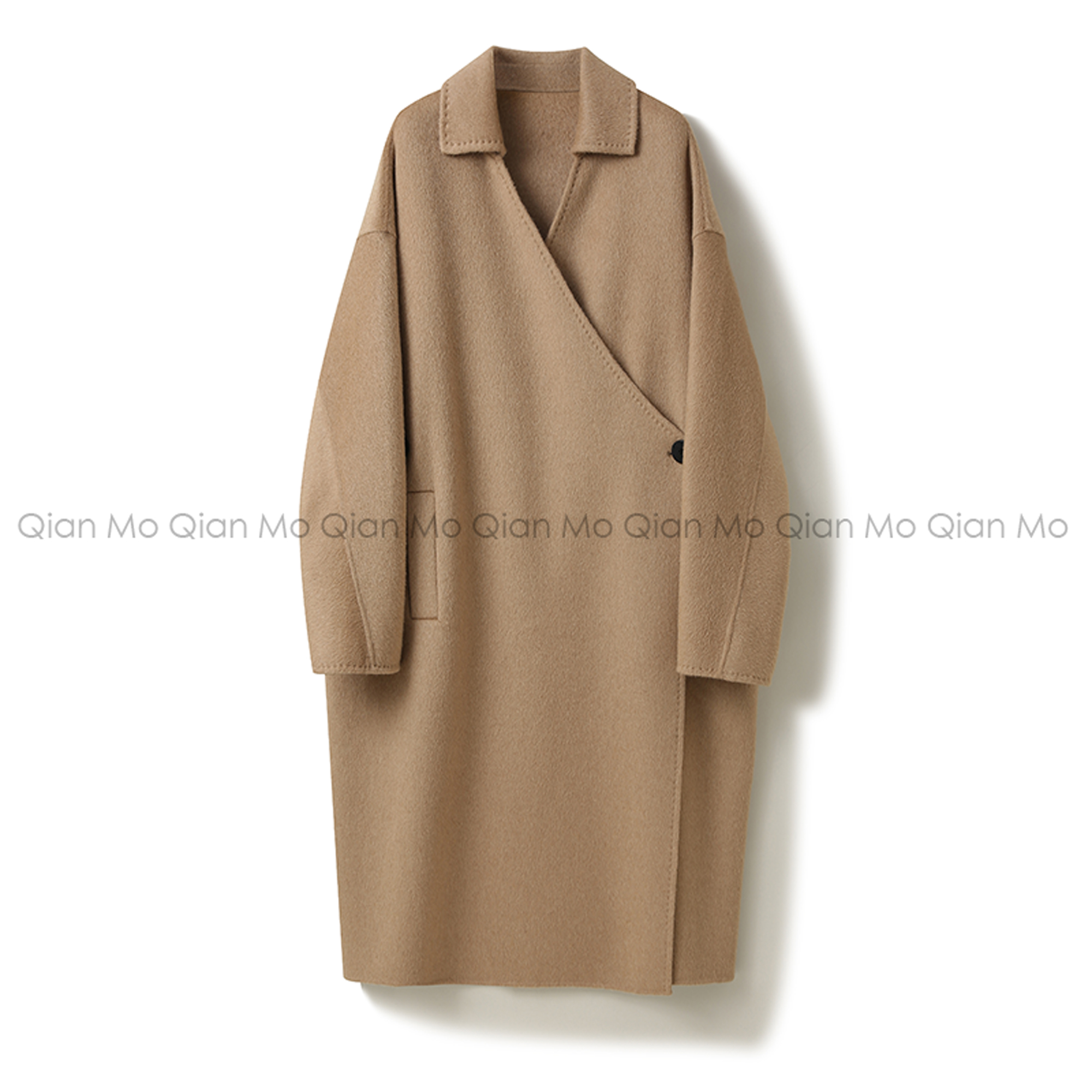 100%骆驼绒女装长款阔版双面呢阔版oversize女装时尚秋冬外套