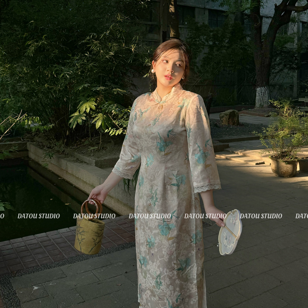 【回款青青】哒头【画报夫人】微胖mm大码2024新款新中式设身连衣裙女