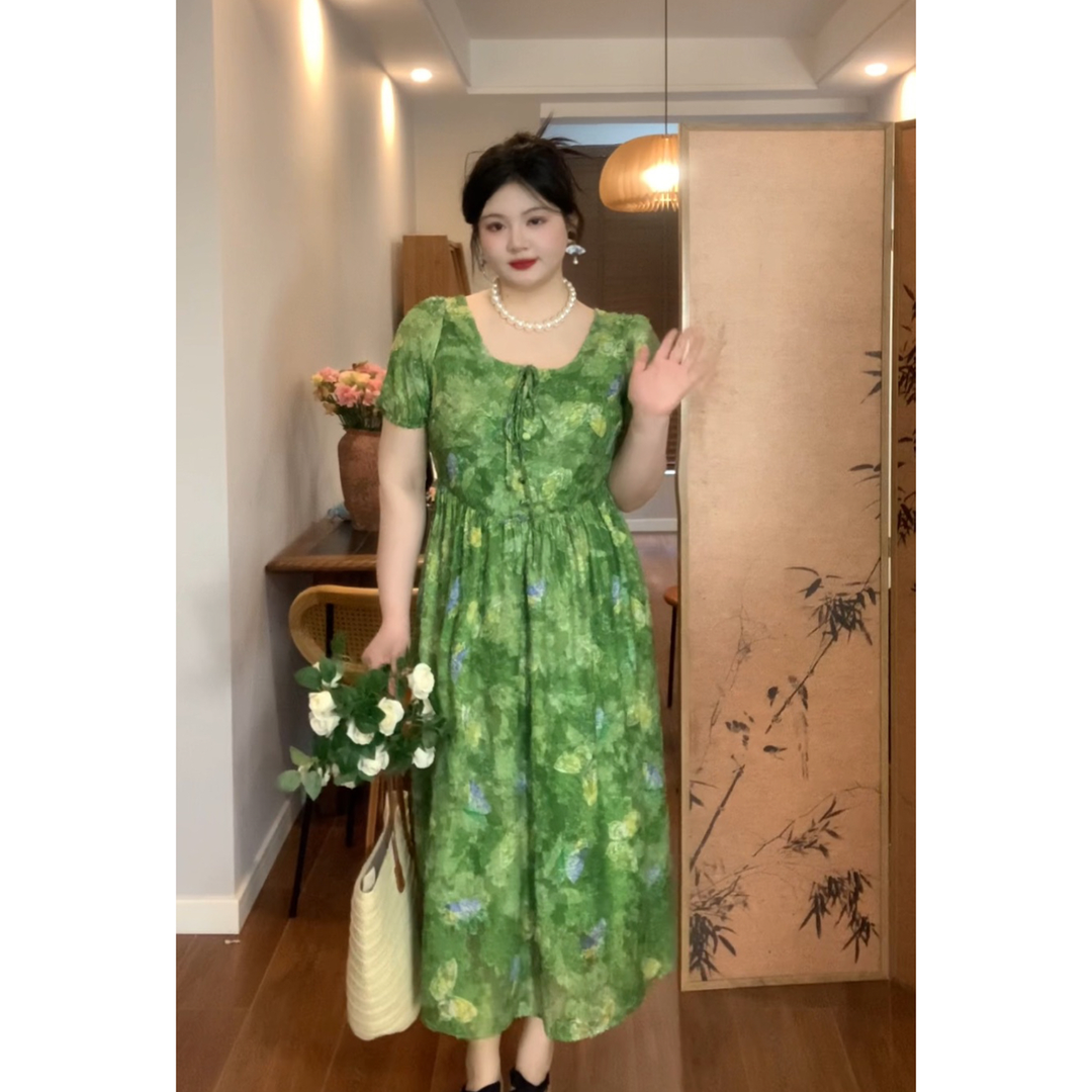 【回款青青】哒头【绿野仙踪】微胖大码2024年新中式显瘦初恋连衣裙女