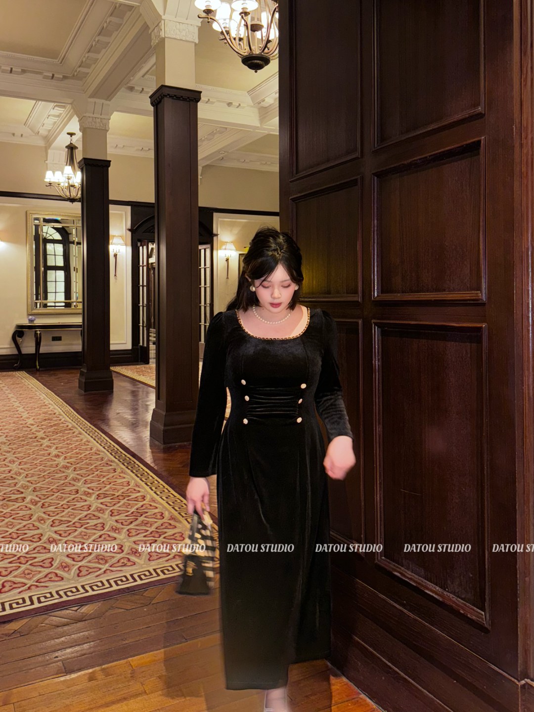 【回款青青】哒头【赫本序曲】微胖mm大码2024新款设计感加厚连衣裙女