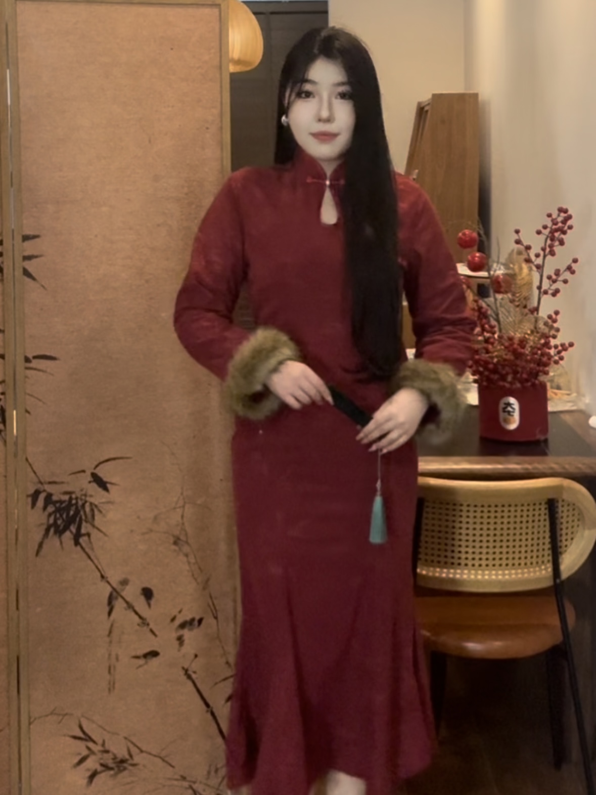 【回款青青】哒头.【红昭愿】新中式微胖大码2023新款显瘦加厚连衣裙