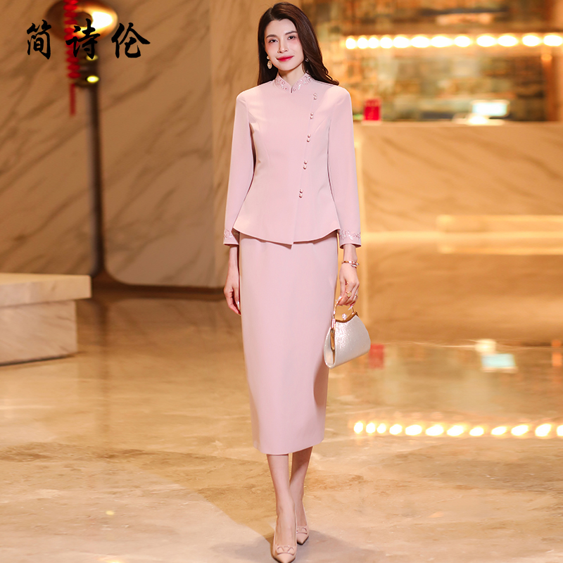 新中式套装裙女春季2025年新款端庄气质优雅减龄外套半身裙两件套