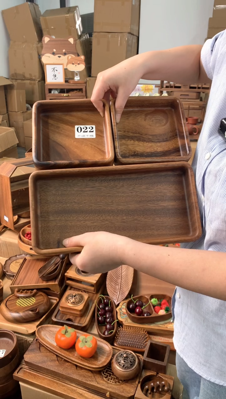 【闪购商品】搪瓷微瑕胡桃木正方钵组合022