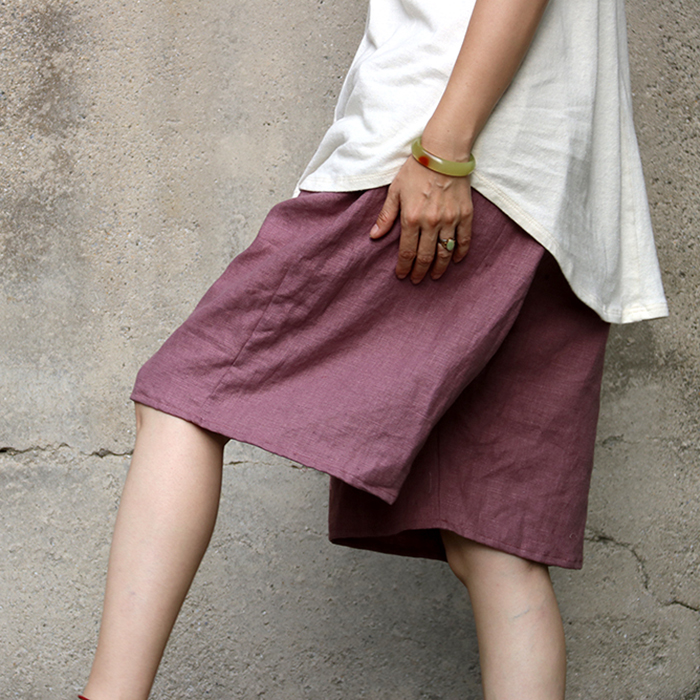 闲聊自制紫色砂洗汉麻中裤之第27个故事～休闲宽松中国风纯色外穿