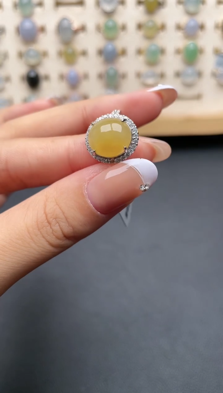 【闪购商品】翡翠戒指银S925镶嵌一物一证一礼盒