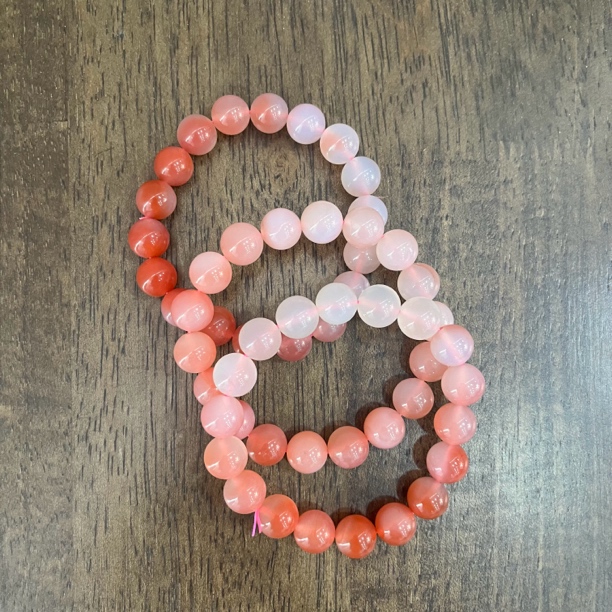 天然玛瑙柿子红渐变手串手链玉石多样性发货拍一发一冰透素圈