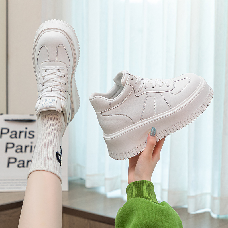 【格西新品】高帮鞋女厚底棉鞋2025秋冬新款增高板鞋女加绒小白鞋潮