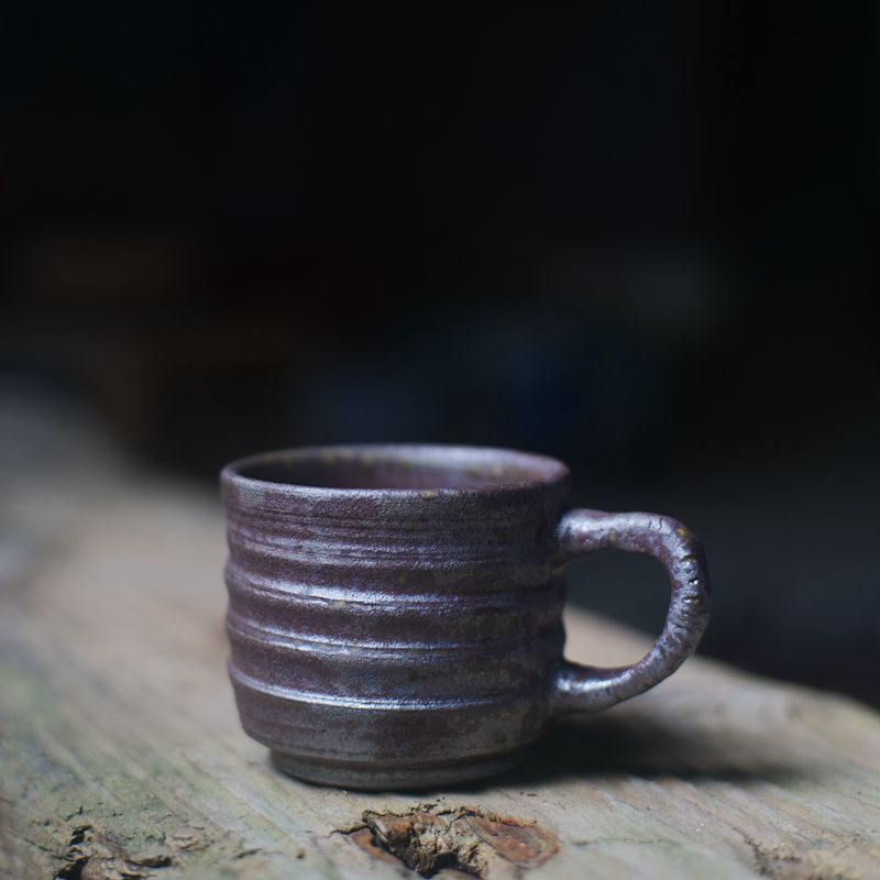 水云制陶手拉坯成型灰釉复古马克杯喝水杯粗陶咖啡杯