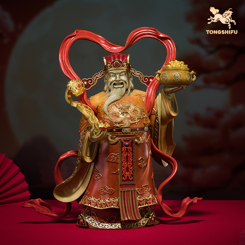 铜师傅《吉祥财神》铜摆件 铜工艺品 家居饰品 办公室玄关中式摆件